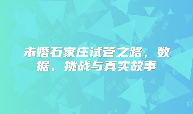 未婚石家庄试管之路,数据、挑战与真实故事