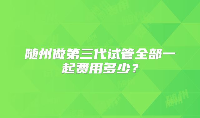 随州做第三代试管全部一起费用多少？