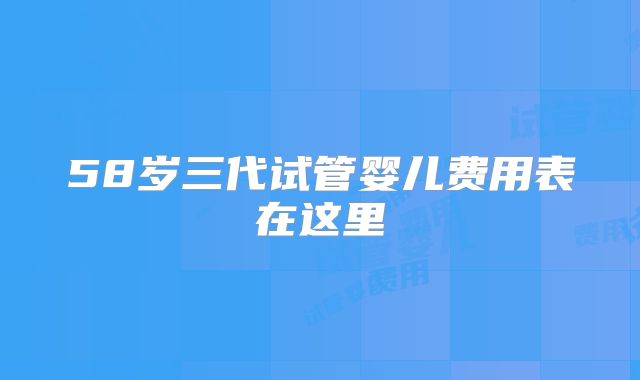 58岁三代试管婴儿费用表在这里