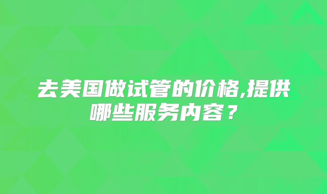 去美国做试管的价格,提供哪些服务内容？