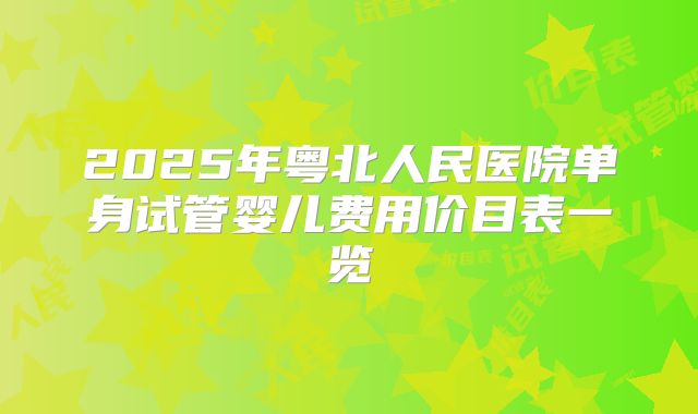 2025年粤北人民医院单身试管婴儿费用价目表一览