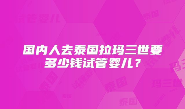 国内人去泰国拉玛三世要多少钱试管婴儿？