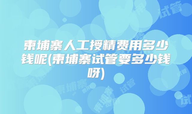 柬埔寨人工授精费用多少钱呢(柬埔寨试管要多少钱呀)