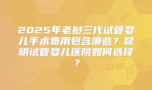 2025年老挝三代试管婴儿手术费用包含哪些？昆明试管婴儿医院如何选择？