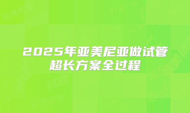 2025年亚美尼亚做试管超长方案全过程