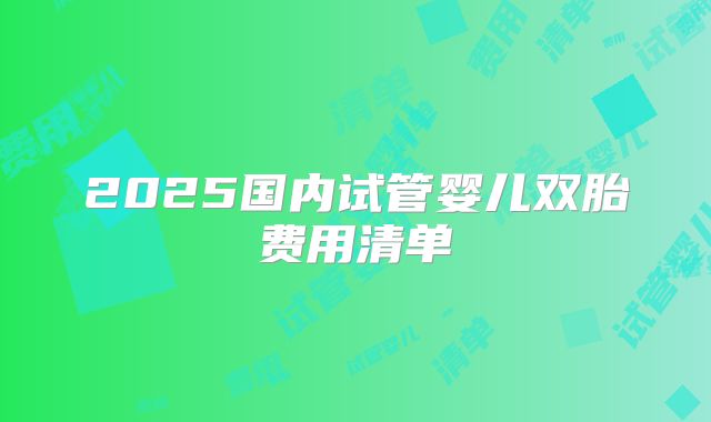 2025国内试管婴儿双胎费用清单