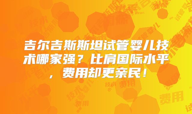 吉尔吉斯斯坦试管婴儿技术哪家强？比肩国际水平，费用却更亲民！