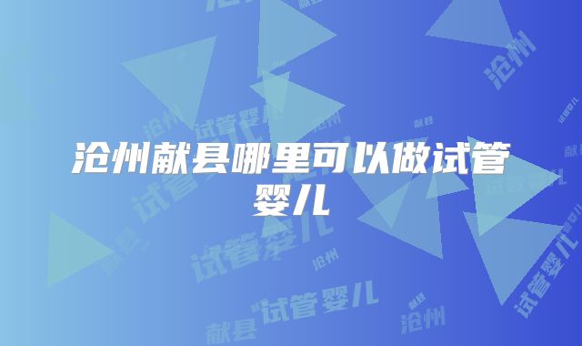 沧州献县哪里可以做试管婴儿