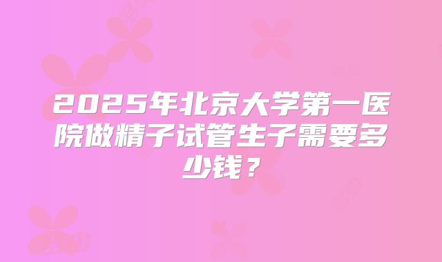 2025年北京大学第一医院做精子试管生子需要多少钱？