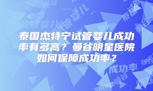 泰国杰特宁试管婴儿成功率有多高？曼谷明星医院如何保障成功率？