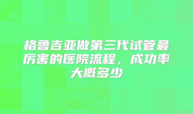 格鲁吉亚做第三代试管最厉害的医院流程，成功率大概多少
