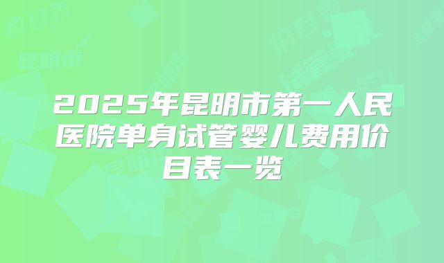 2025年昆明市第一人民医院单身试管婴儿费用价目表一览