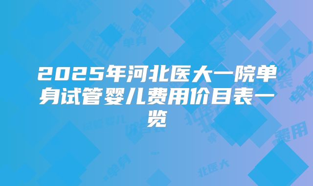 2025年河北医大一院单身试管婴儿费用价目表一览