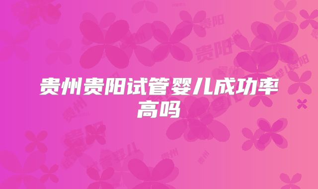 贵州贵阳试管婴儿成功率高吗