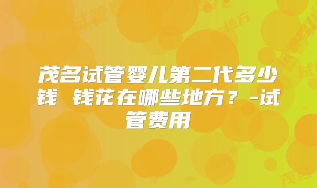 茂名试管婴儿第二代多少钱 钱花在哪些地方?-试管费用