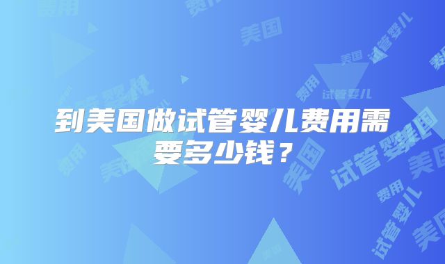 到美国做试管婴儿费用需要多少钱？