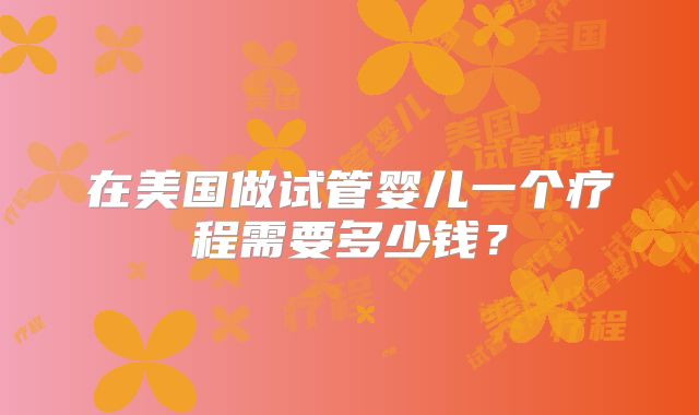在美国做试管婴儿一个疗程需要多少钱？