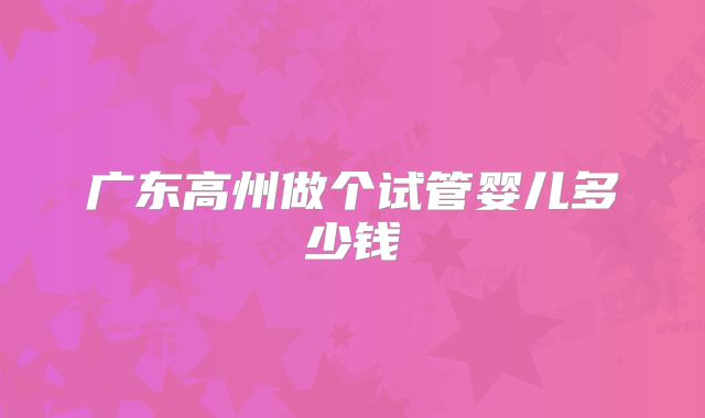 广东高州做个试管婴儿多少钱