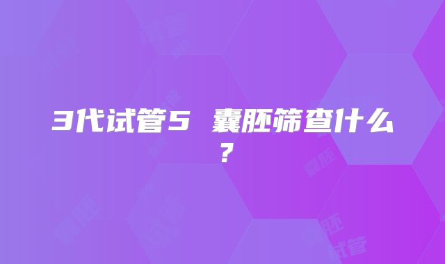3代试管5 囊胚筛查什么？