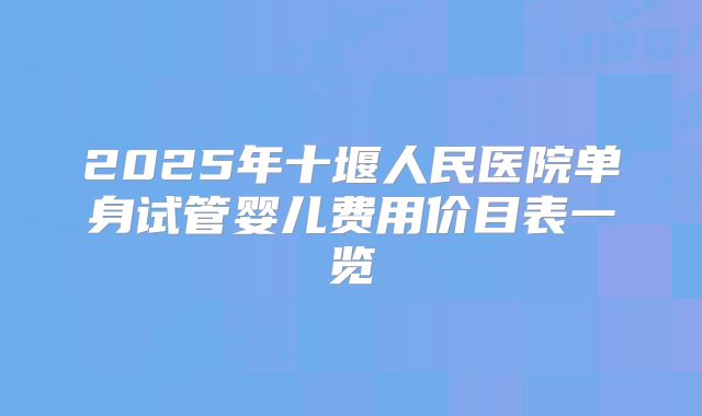 2025年十堰人民医院单身试管婴儿费用价目表一览