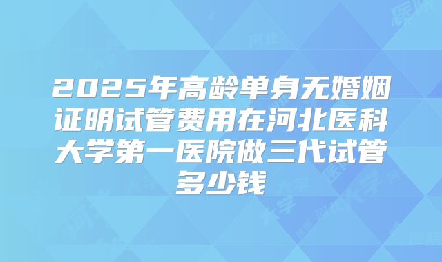 2025年高龄单身无婚姻证明试管费用在河北医科大学第一医院做三代试管多少钱