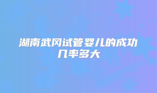 湖南武冈试管婴儿的成功几率多大