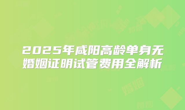 2025年咸阳高龄单身无婚姻证明试管费用全解析