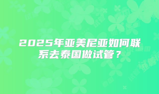 2025年亚美尼亚如何联系去泰国做试管？