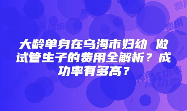 大龄单身在乌海市妇幼 做试管生子的费用全解析？成功率有多高？