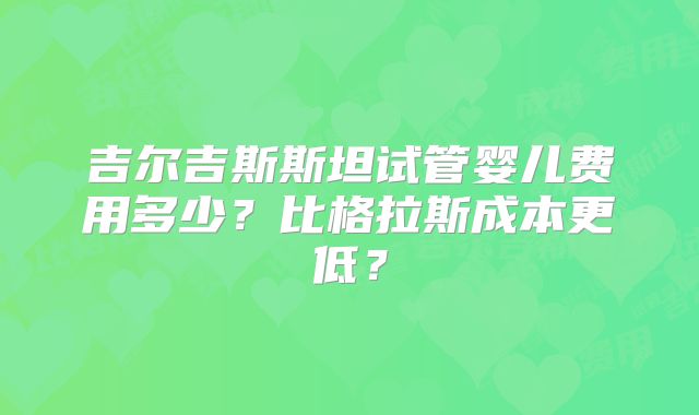 吉尔吉斯斯坦试管婴儿费用多少？比格拉斯成本更低？