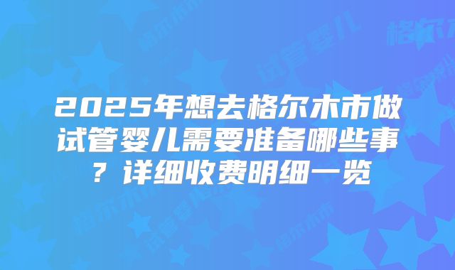 2025年想去格尔木市做试管婴儿需要准备哪些事？详细收费明细一览