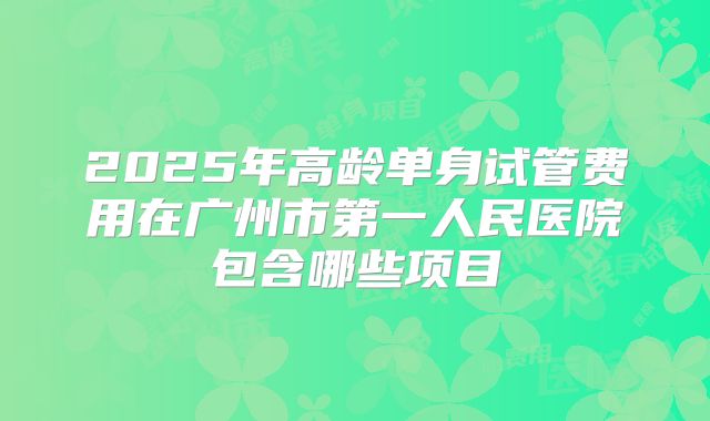 2025年高龄单身试管费用在广州市第一人民医院包含哪些项目