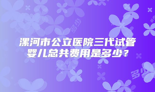 漯河市公立医院三代试管婴儿总共费用是多少？