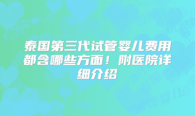 泰国第三代试管婴儿费用都含哪些方面!附医院详细介绍