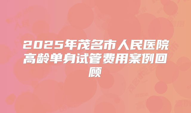 2025年茂名市人民医院高龄单身试管费用案例回顾