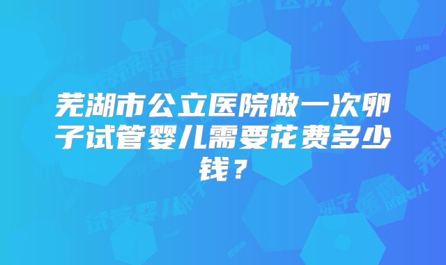芜湖市公立医院做一次卵子试管婴儿需要花费多少钱？