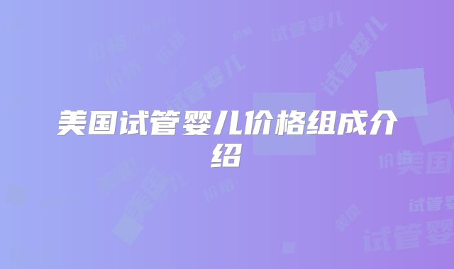 美国试管婴儿价格组成介绍