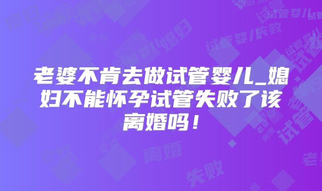 老婆不肯去做试管婴儿_媳妇不能怀孕试管失败了该离婚吗！