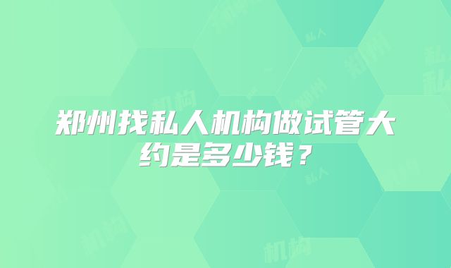 郑州找私人机构做试管大约是多少钱？