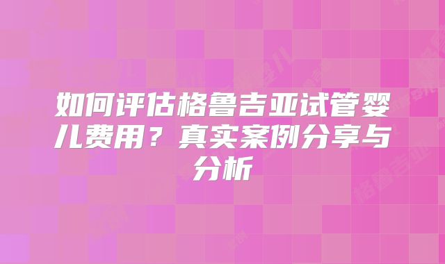 如何评估格鲁吉亚试管婴儿费用？真实案例分享与分析
