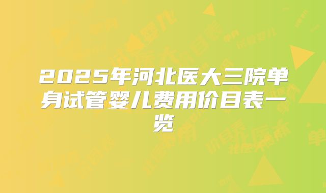 2025年河北医大三院单身试管婴儿费用价目表一览