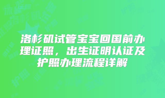 洛杉矶试管宝宝回国前办理证照，出生证明认证及护照办理流程详解