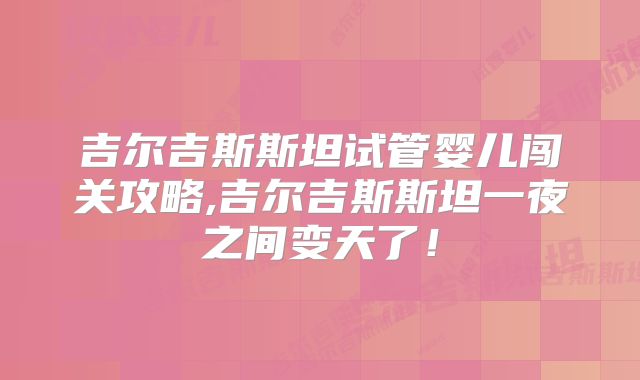 吉尔吉斯斯坦试管婴儿闯关攻略,吉尔吉斯斯坦一夜之间变天了！