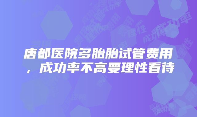 唐都医院多胎胎试管费用，成功率不高要理性看待