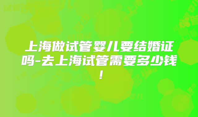 上海做试管婴儿要结婚证吗-去上海试管需要多少钱！