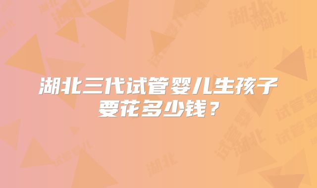 湖北三代试管婴儿生孩子要花多少钱?