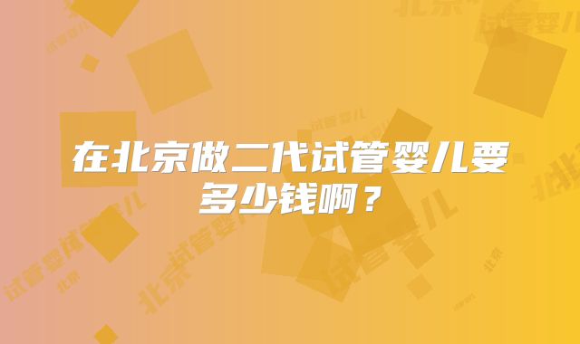 在北京做二代试管婴儿要多少钱啊？