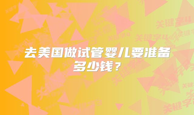 去美国做试管婴儿要准备多少钱?
