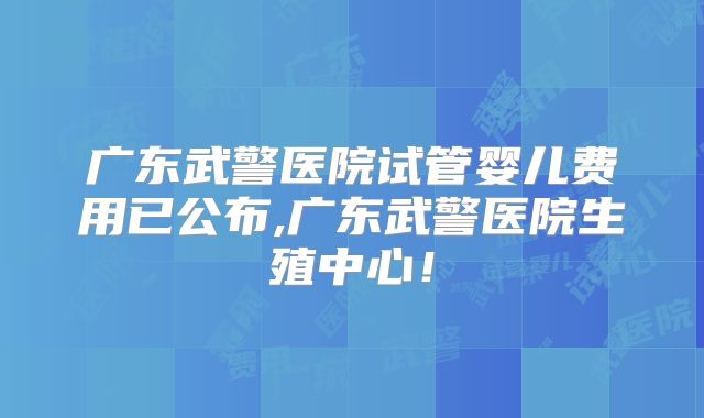 广东武警医院试管婴儿费用已公布,广东武警医院生殖中心!