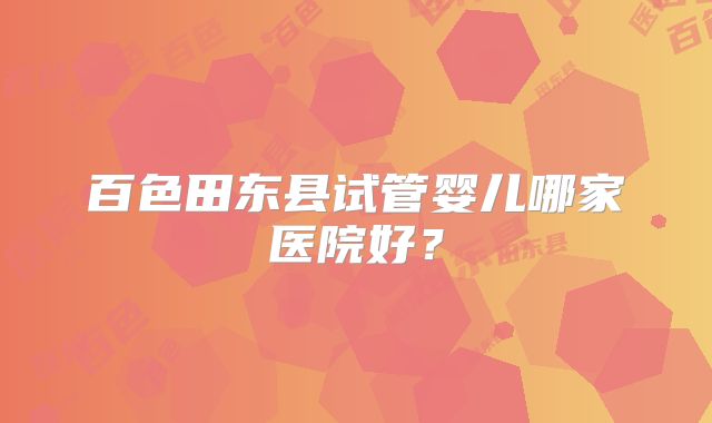 百色田东县试管婴儿哪家医院好?